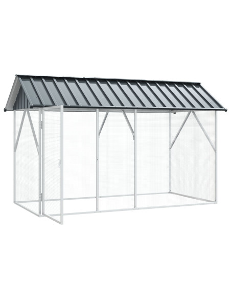 Voliera per Uccelli Antracite 112x227x141 cm Acciaio