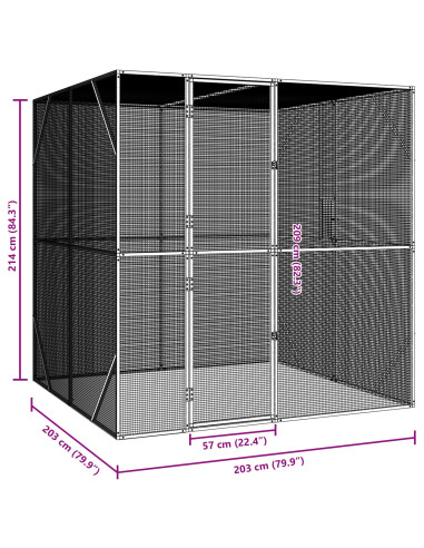 Gabbia per uccelli Antracite 209 x 202 x 214 cm Acciaio zincato
