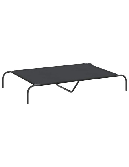 Cuccia per Cani Rialzata Nera 130x80x20cm Tela Oxford e Acciaio