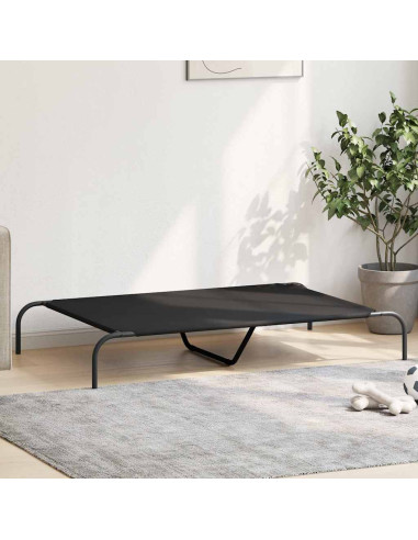 Cuccia per Cani Rialzata Nera 130x80x20cm Tela Oxford e Acciaio