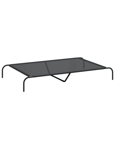 Cuccia per Cani Rialzata Nera 150x90x20 cm Textilene e Acciaio