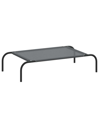 Cuccia per Cani Rialzata Grigia 90x50x20 cm Textilene e Acciaio