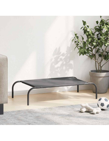 Cuccia per Cani Rialzata Grigia 90x50x20 cm Textilene e Acciaio