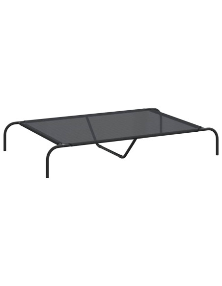 Cuccia per Cani Rialzata Nera 130x80x20 cm Textilene e Acciaio