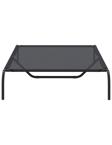 Cuccia per Cani Rialzata Nera 130x80x20 cm Textilene e Acciaio