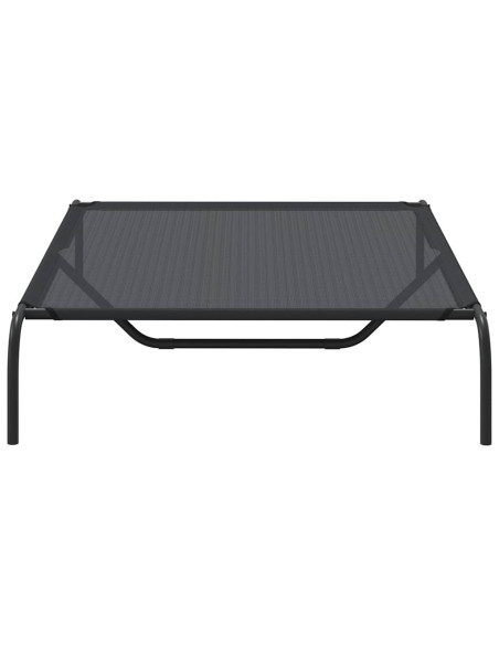 Cuccia per Cani Rialzata Nera 130x80x20 cm Textilene e Acciaio