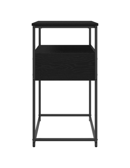 Tavolino  Nero Rovere 75x40x75 cm in Legno Ingegnerizzato e Acciaio
