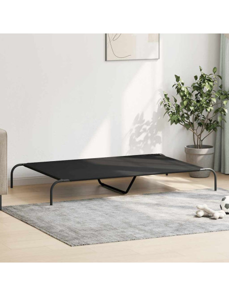 Cuccia per Cani Rialzata Nera 150x90x20cm Tela Oxford e Acciaio