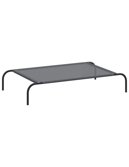 Cuccia per Cani Rialzata Grigia 110x65x20cm Textilene e Acciaio