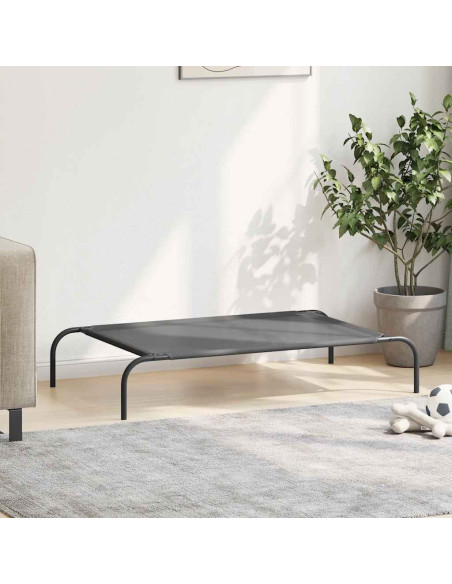 Cuccia per Cani Rialzata Grigia 110x65x20cm Textilene e Acciaio