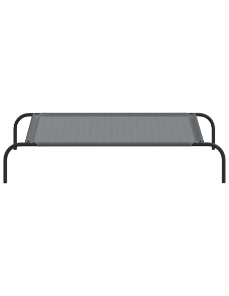 Cuccia per Cani Rialzata Grigia 110x65x20cm Textilene e Acciaio