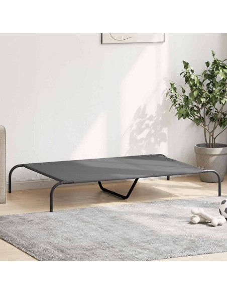 Cuccia per Cani Rialzata Grigia 130x80x20cm Tela Oxford/Acciaio