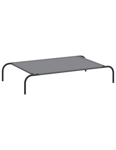 Cuccia per Cani Rialzata Grigia 110x65x20cm Tela Oxford/Acciaio