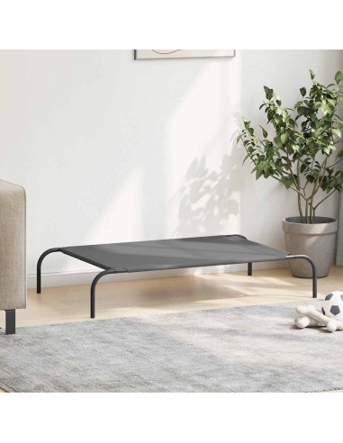 Cuccia per Cani Rialzata Grigia 110x65x20cm Tela Oxford/Acciaio