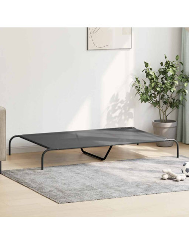 Cuccia per Cani Rialzata Grigia 150x90x20cm Textilene e Acciaio