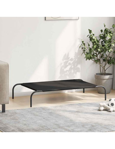 Cuccia per Cani Rialzata Nera 110x65x20cm Tela Oxford e Acciaio