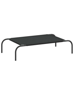 Cuccia per Cani Rialzata Nera 90x50x20 cm Tela Oxford e Acciaio 2