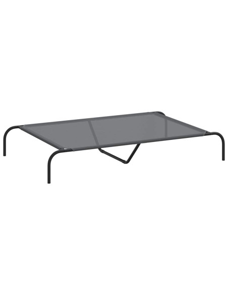 Cuccia per Cani Rialzata Grigia 130x80x20cm Textilene e Acciaio
