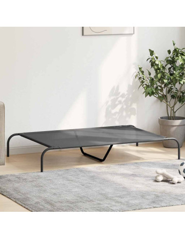 Cuccia per Cani Rialzata Grigia 130x80x20cm Textilene e Acciaio