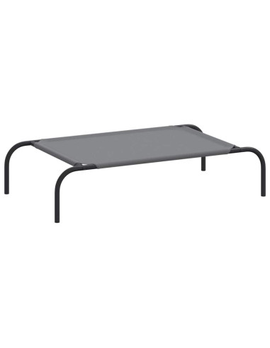 Cuccia per Cani Rialzata Grigia 90x50x20 cm Tela Oxford/Acciaio