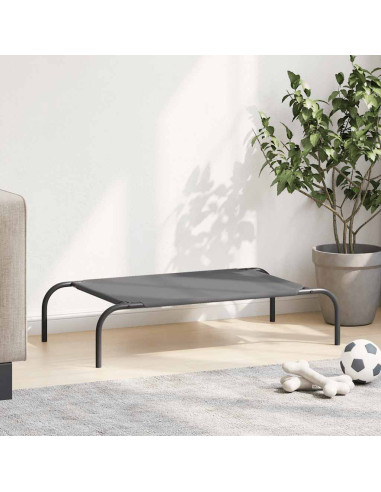 Cuccia per Cani Rialzata Grigia 90x50x20 cm Tela Oxford/Acciaio