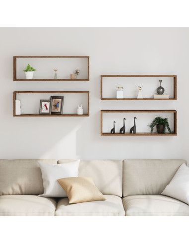 Scaffali da parete 4 pcs Legno vecchio 80 x 15 x 26 cm