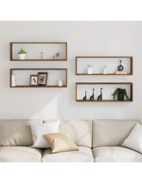 Scaffali da parete 4 pcs Legno vecchio 80 x 15 x 26 cm