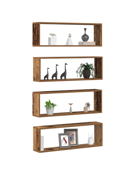 Scaffali da parete 4 pcs Legno vecchio 80 x 15 x 26 cm