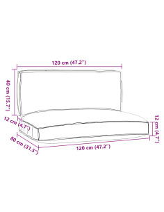 Set di Cuscini per Pallet 2 pcs Rosso Vino Tessuto Oxford 2