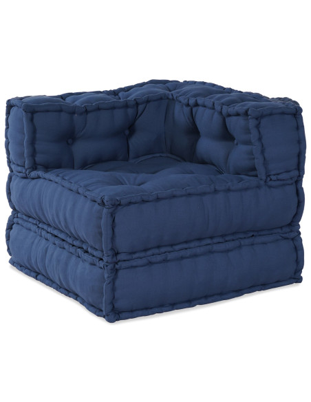 Pouff Modulari  3 pezzi in Tessuto Indigo