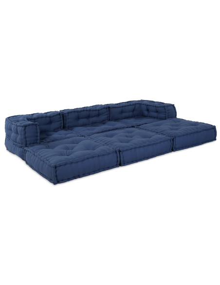 Pouff Modulari  3 pezzi in Tessuto Indigo