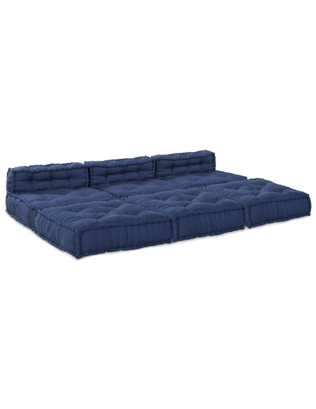 Set di 4 Pouf Modulari  in Tessuto Indigo