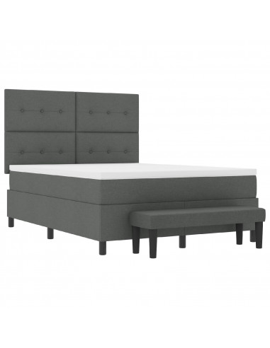 Letto a Molle con Materasso & Panchina Grigio Scuro 140x200 cm Tessuto