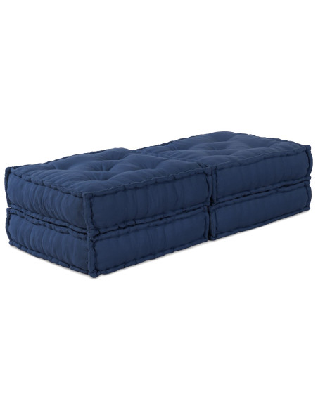 Pouf modulari  2 pezzi in tessuto indaco