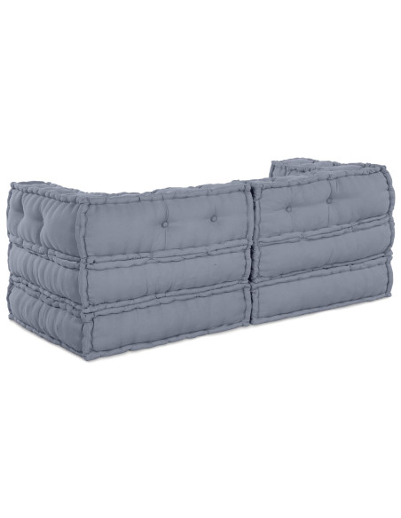 Pouf Modulari  2 pezzi Grigio Tessuto