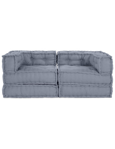 Divano modulare 2 pcs Grigio 140 x 70 x 56 cm Tessuto