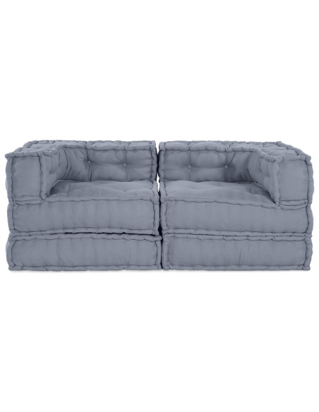 Pouf Modulari  2 pezzi Grigio Tessuto