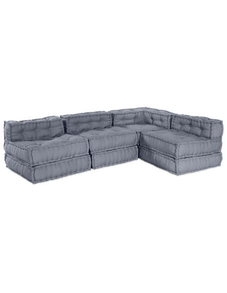 Pouffe modulare 4 posti convertibile in tessuto grigio