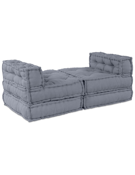 Pouffe modulare 4 posti convertibile in tessuto grigio
