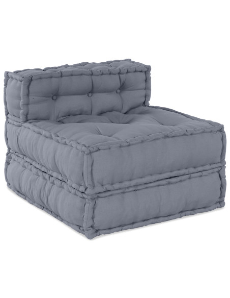 Pouffe Modulabile per 4 Persone Convertibile in Tessuto Grigio