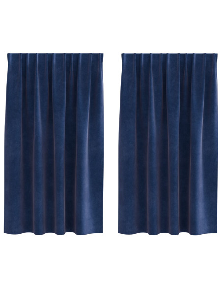 Tende Blackout  con nastro superiore 2 pezzi Blu scuro in velluto