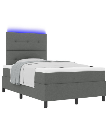 Letto con Box Spring  con Materasso & Luce LED Grigio Scuro 120x200 cm Tessuto