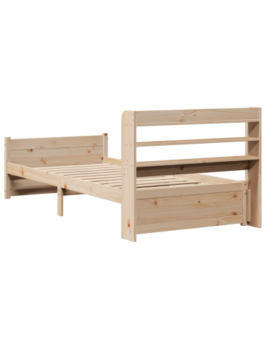 Giroletto con Testiera 90x200 cm in Legno Massello di Pino