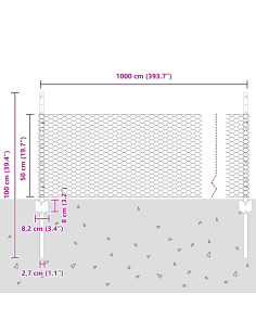 Recinzione con Posto Argento 0,5 x 10 m Acciaio 2