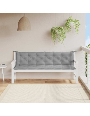 Cuscini per Panca 2 pz Grigi 200x50x7 cm in Tessuto Oxford