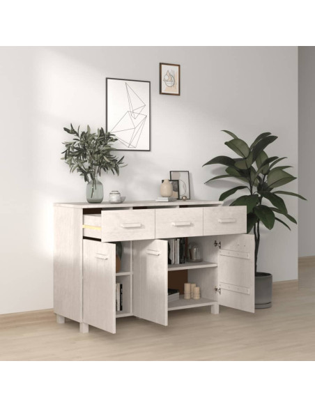 Credenza HAMAR Bianca 113x40x80 cm in Legno Massello di Pino