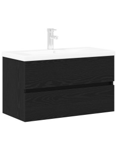 Armadio per Lavabo da Bagno Rovere Nero 80 x 39 x 62 cm