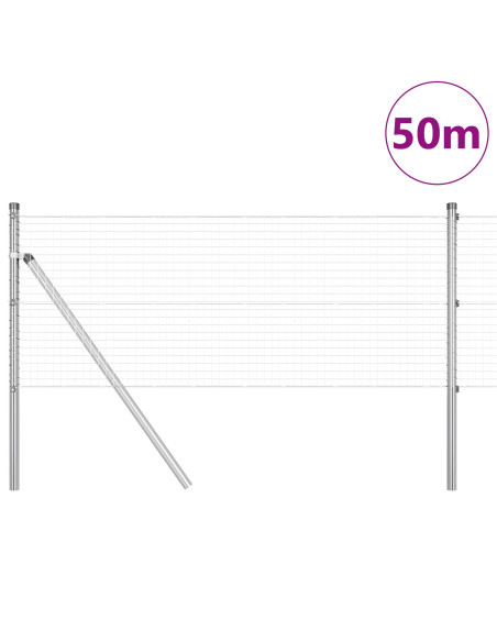 Palo della recinzione Argento 50 x 0,8 m (rete 25 x 25 mm)