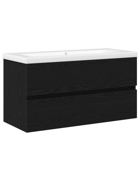 Mobile lavabo  con lavabo incorporato in rovere nero legno ingegnerizzato, Mobile lavabo  rovere nero 90x38,5x45 cm legno ingegn