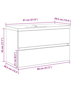 Armadio per Lavabo da Bagno Rovere Nero 80 x 39 x 62 cm